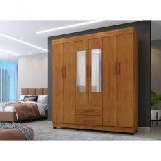 Imagem de Guarda Roupa 6 Portas Com Espelho Copacabana Benetil Cor:cinamomo