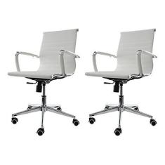 Imagem de Kit 2 Cadeiras De Escritório Diretor Charles Eames Eiffel Branca