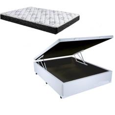 Imagem de Cama Box Baú Casal Dreams Sintético Branco + Colchão Casal Dreams Espuma D33 Com eps 26x138x188