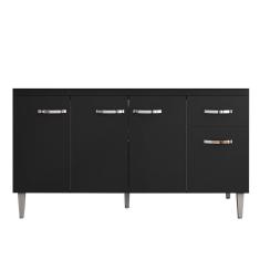 Imagem de Balcão Gabinete Para Pia Sem Tampo 150cm 4 Portas E 1 Gaveta Gabriela Preto - Ajl Móveis