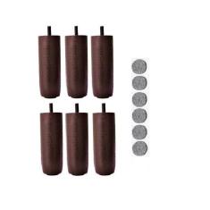 Imagem de Kit 6 Pés 12cm tdc Marrom c/ feltro Cama Box Ou Baú Solteiro