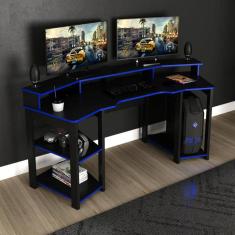 Imagem de Mesa Gamer Cockpit Preto/Azul