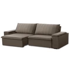 Imagem de Sofá Retrátil e Reclinável 2 Lugares 205CM Kent Porta Copos no Braço Veludo Castor G22 - Gran Belo