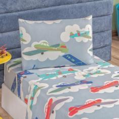 Imagem de Jogo De Lençol Solteiro Aviação 3 Peças - Top Chick