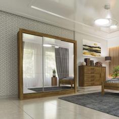 Imagem de Guarda Roupa Casal 3 Portas Espelhadas Master Espresso Móveis Ipê Rustic/Off White