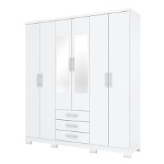 Imagem de Guarda Roupa Casal Caju 6 Portas Branco com Espelho - Henn