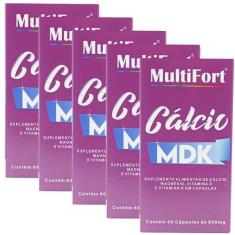 Imagem de Kit 5 Multifort Cálcio Mdk 60 Cápsulas Multinature