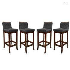 Imagem de Kit 4 Banquetas Média para Cozinha Nice Madeira Matelassê Suede Cinza CCS