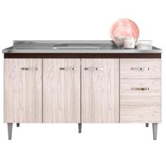 Imagem de Balcão De Pia 4 Portas Gabriela 150 Cm Castanho Avelã 1812 Ajl Móveis