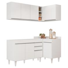 Imagem de Armário de Cozinha Modulado de Canto Esquerdo 4 Peças CP46 Balcão sem Tampo Branco - Lumil