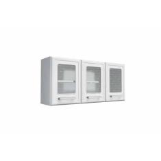 Imagem de Armário Aéreo P/ Cozinha Gourmet 7009 3 Portas C/Vidro 120cm Branco -
