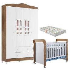 Imagem de Berço Americano Mirelle E Guarda Roupa New Selena 4 Portas Branco Acet