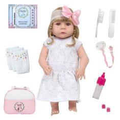 Imagem de Boneca Reborn Loira Com Bolsa Maternidade Pode Dar Banho - Cegonha Reb
