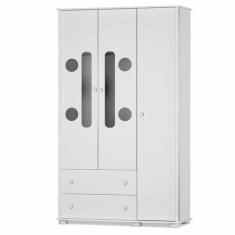 Imagem de Guarda Roupa Infantil 3 Portas e 2 Gavetas Vitta 100% MDF Cor Branco Brilho - Matic Móveis