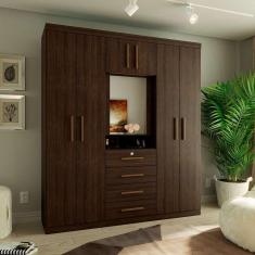 Imagem de guarda-roupa casal com espelho advantage 7 pt 4 gv capuccino wood