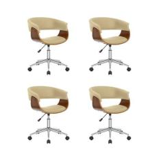 Imagem de Kit 4 Cadeiras para Escritório Diretor Giratória Regulável Turim Nude