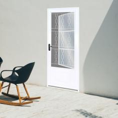 Imagem de Porta de Aço com Postigo Grade Elo Vidro Mini Boreal Minas Sul MGM 215cmx85cmx6cm Branco