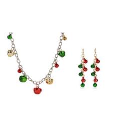 Imagem de Conjunto de joias de sinos de Natal, vermelho, verde, enfeite de sininho, corrente longa de prata, brincos pendentes para mulheres, Natal, Ano Novo, festival, inverno, festa, decoração, joias,