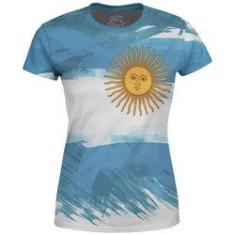 Imagem de Camiseta Baby Look Feminina Bandeira Argentina Md01
