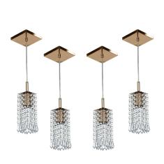 Imagem de Kit 4 Lustre Pendente Clearcrillic Cristal De Acrílico Cobre