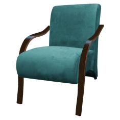 Imagem de Poltrona Vênus 1 Lugar Braço Madeira D Salla Suede Turquesa