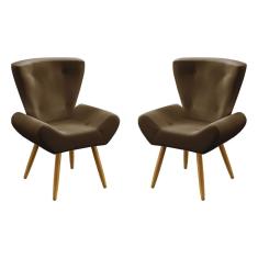 Imagem de Kit 2 Poltronas Decorativas Estofada Polaris Sued Marrom Aradecor