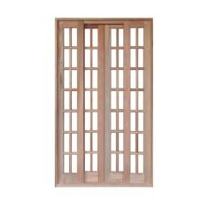 Imagem de Portal Correr Quadriculado 4 Folhas Mista Reto com Fechadura 1,40 X 2,10 Rodam Natural