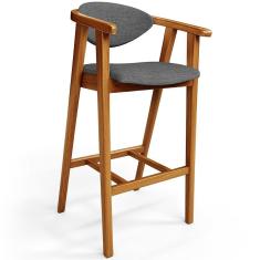 Imagem de Banqueta Alta Para Cozinha Bancada Bar Sala De Jantar Fixa Cecília L02 Linho Cinza Escuro