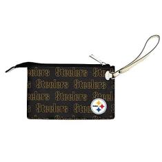 Imagem de NFL Pittsburgh Steelers Bolsa feminina NFL Victory | Bolsa de pulso de couro vegano | Bolsa moderna, cor do time, 23 cm C x 16,5 cm L