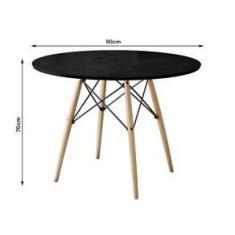 Imagem de Mesa Eames Eiffel Redondo Tampo De Madeira 90cm 