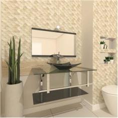 Imagem de Gabinete De Vidro 90Cm Iq Inox Com Cuba Retangular - Grafite