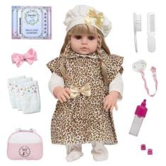 Imagem de Boneca Reborn De Silicone Valentina Enxoval Bolsa Acessórios - Cegonha