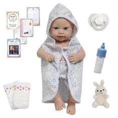 Imagem de Boneco Reborn Bebê Luca Com Saída De Banho Coelhinho 43cm - Cegonha Re