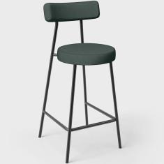 Imagem de Banqueta Baixa Para Cozinha Sala De Jantar Bar Bancada Milão L02 Linho Verde Musgo - Lyam Decor