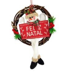 Imagem de Guirlanda De Natal Boneco De Neve Placa Perninhas 40X26Cm