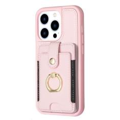 Imagem de Capa de couro com suporte de anel para cartões Solt para iPhone 14 Pro Max 13 12 11 XS XR 6 7 8 Plus SE 2022 2022 Capa de telefone tipo carteira, rosa, para iPhone 14 Pro