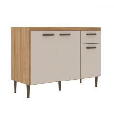 Imagem de Balcão de Cozinha para Pia 120 Cm 3 Portas 1 Gaveta Ipê/Cristalo - Decibal