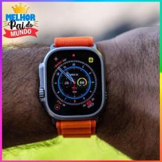 Imagem de Relógio Smartwatch Presente dia dos Pais Laranja Ultra 9 Faz e Recebe 
