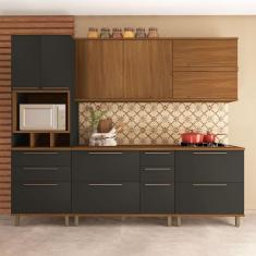 Imagem de Cozinha Completa Munique 10 Portas 6 Gavetas Freijo/Cinza - Indekes