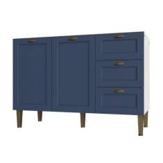 Imagem de Balcão Cozinha Aurora 120cm 2 Portas E 3 Gavetas S/ Tampo - Casa Lar S