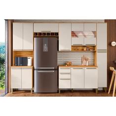 Imagem de Cozinha Completa Nápoli Prime 5 Peças (2Aéreos+1Balcão+1Paneleiro+1TorreQuente) C5P97 Amendoa/Off White - Ronipa