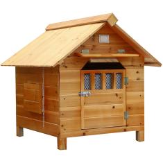 Imagem de Casa de cachorro de madeira externa e interna - Gaiola para cães Canil para cães à prova de intempéries de inverno Caixa respirável Fácil montagem - para cães pequenos, médios e grandes Gato