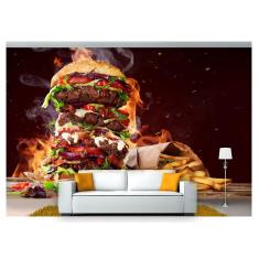 Imagem de Papel De Parede Hamburguer Queijo Carne 3D Al128