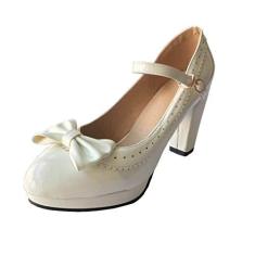 Imagem de HILIB sapato feminino de salto alto Lolita bonito laço Mary Jane, , 4