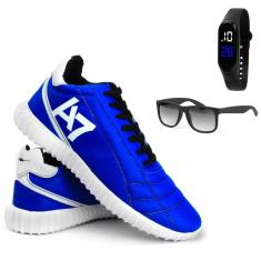 Imagem de Tênis Chuteria + Relogio Fino + Oculos Masculino A7 Sola Branca-Masculino