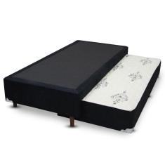 Imagem de Cama Box Bicama Auxiliar Solteiro Suede Espuma 8cm 40x88x188 Preto