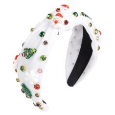 Imagem de Tobeffect Faixa de cabeça Chritsmas para mulheres e meninas, lindas faixas de cabelo com nó antiderrapante, enfeites de Natal, faixa de cabeça de strass, faixas de cabelo largas de Natal, acessórios