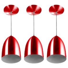 Imagem de Kit 3 Lustre Pendente Luminária Cone De Alumínio Cereja