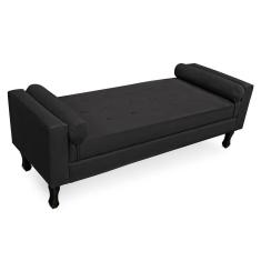 Imagem de Recamier Baú Namoradeira 195cm Felix Suede Preto - Montanaris Decor
