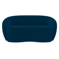 Imagem de Sofá 2 Lugares Living Orgânico Sala De Estar 160cm Garbin K04 Veludo Azul Marinho - Mpozenato